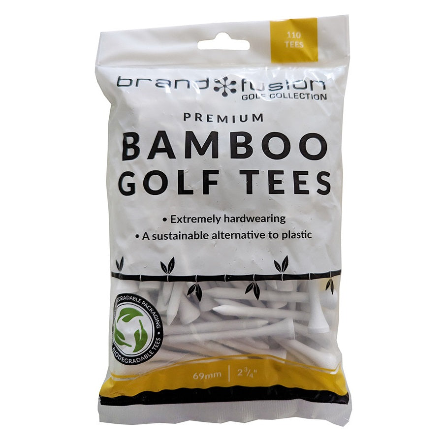 Brand Fusion Bamboo Golf Tees - Bumper Pack - 69mm White