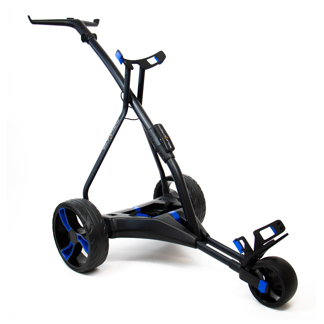 Golfstream GX1 Electric Golf Trolley - Black/Blue - front view