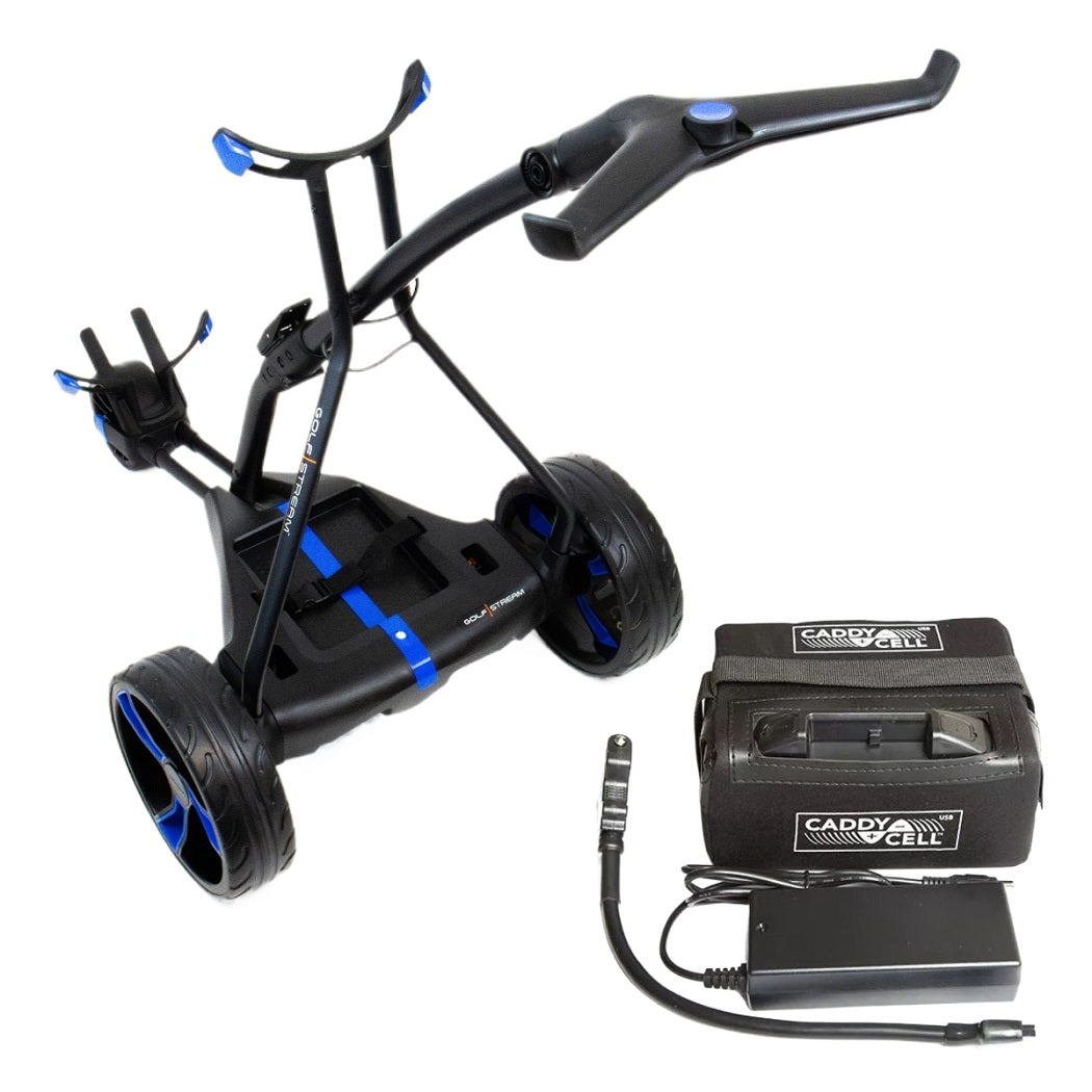 Golfstream GX1 Electric Golf Trolley - Black/Blue - with lithium battery