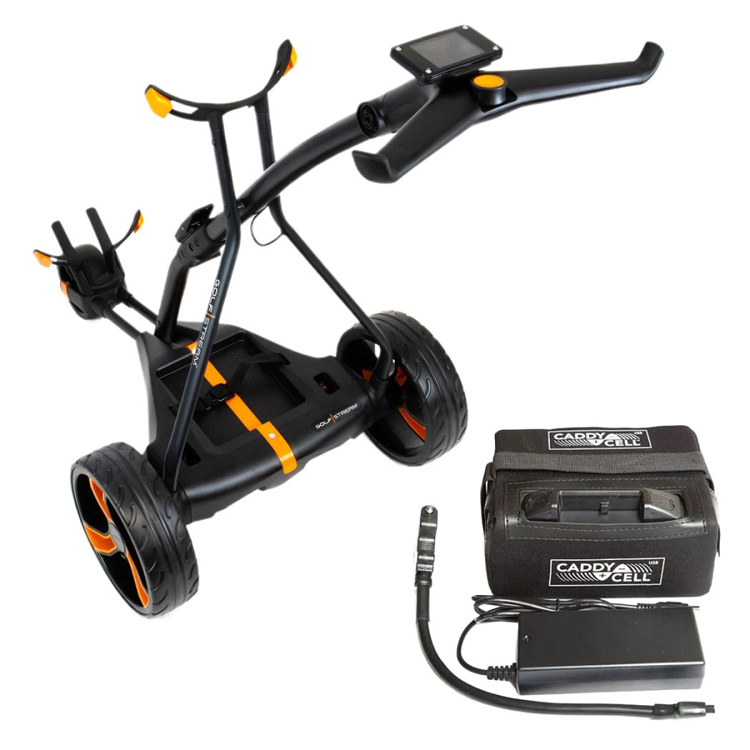 Golfstream GX3 Electric Golf Trolley - Black/Orange - with lithium battery and charger