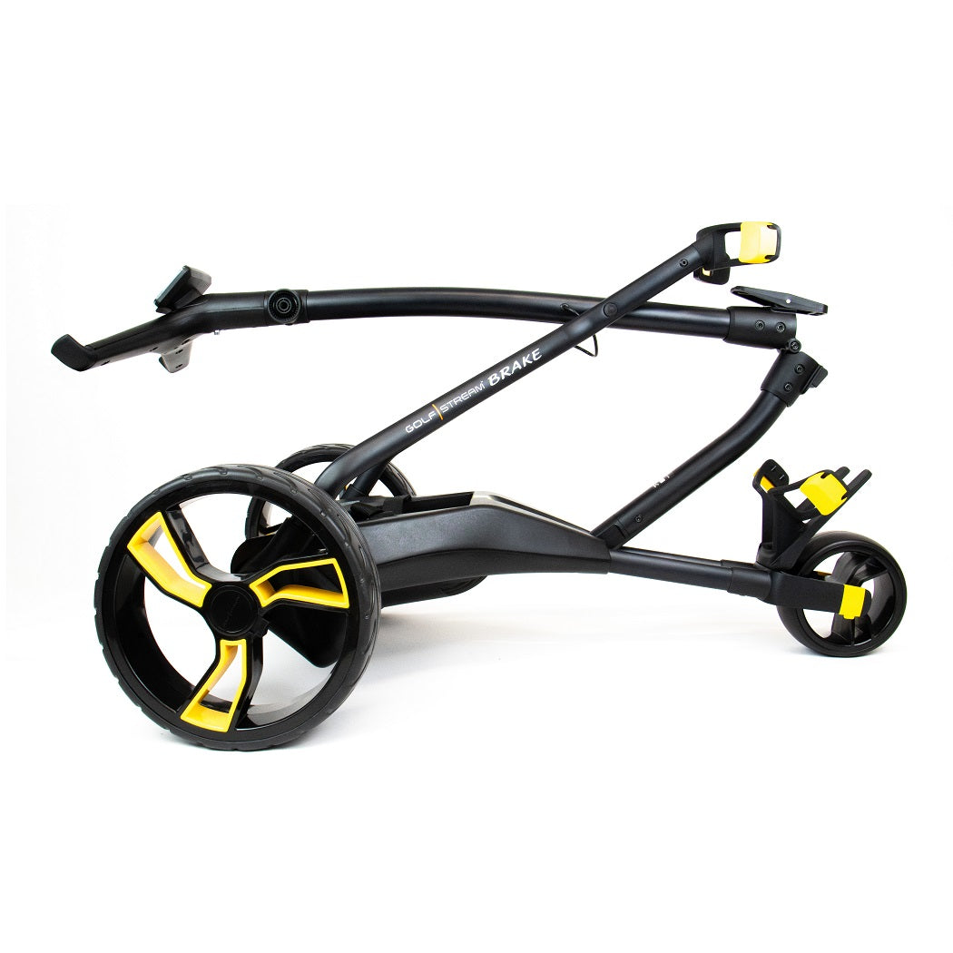 Golfstream GX5 Electric Trolley - Black/Yellow - side view, folding