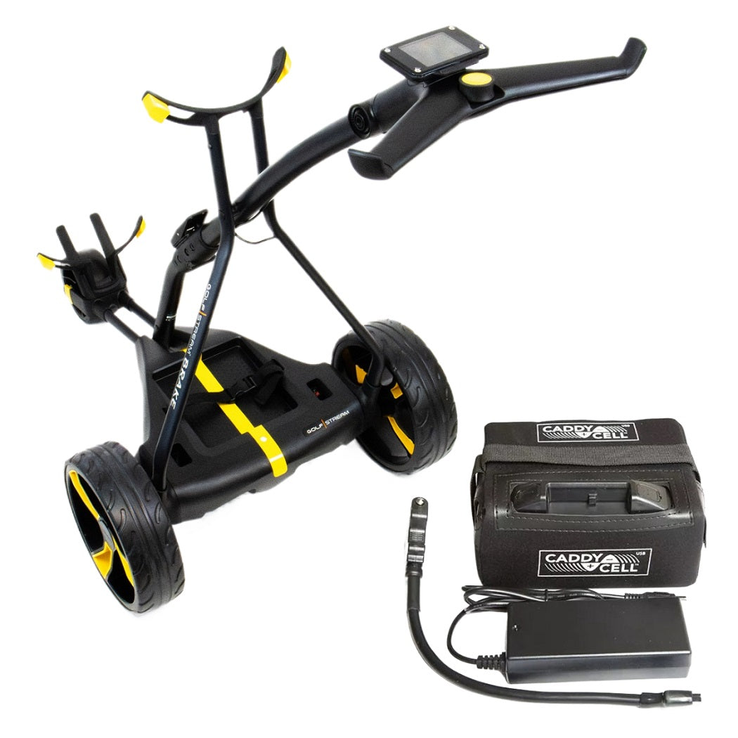 Golfstream GX5 Electric Trolley - Black/Yellow - with CaddyCell battery and charger