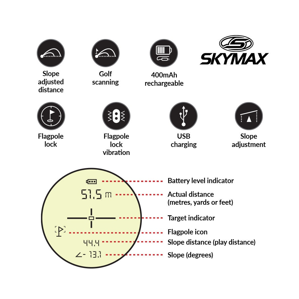 Skymax SX-75 Mini Laser Golf Rangefinder - key features