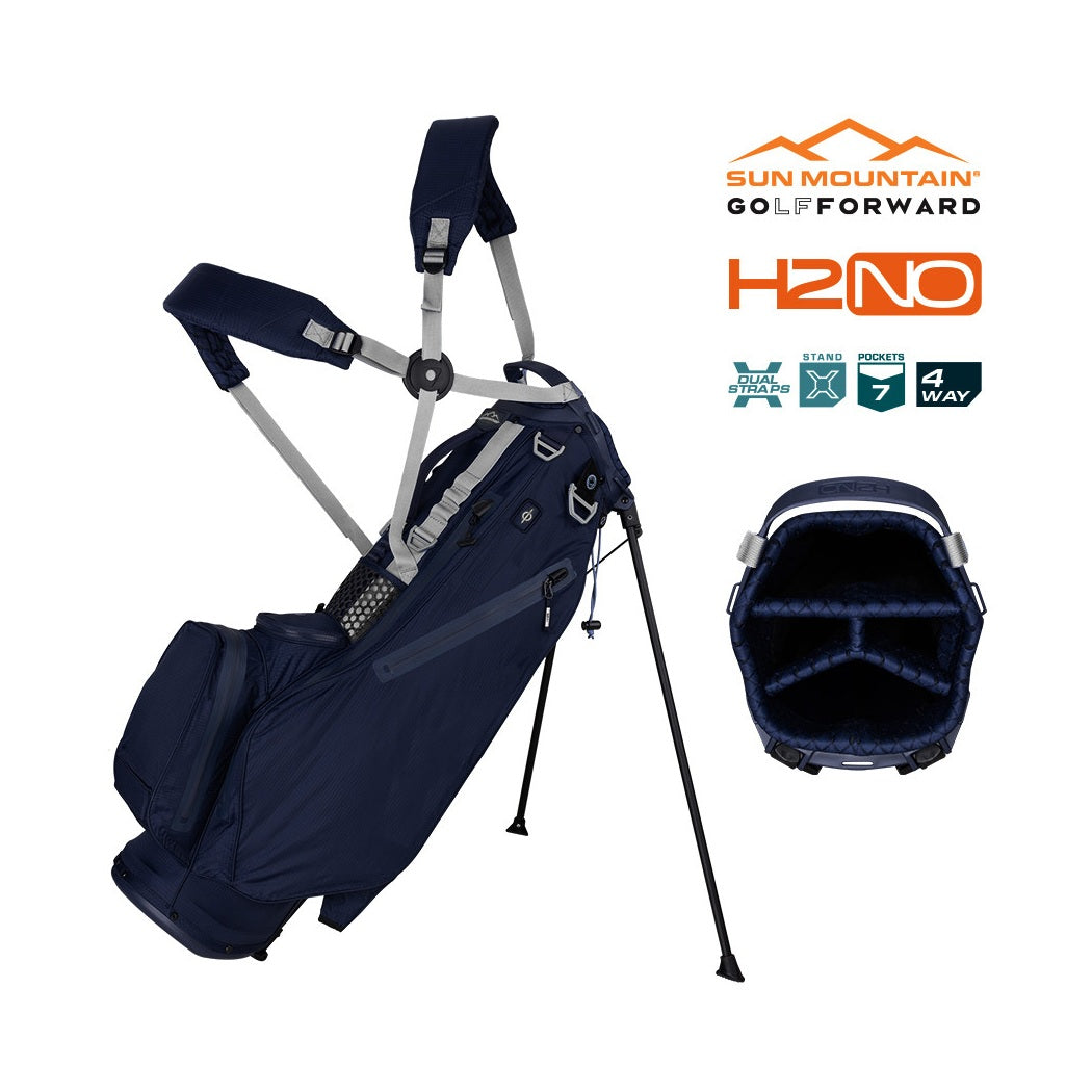 Sun Mountain H2NO LiteSpeed Waterproof 4-Way Stand Bag (No Logo) - Navy - features