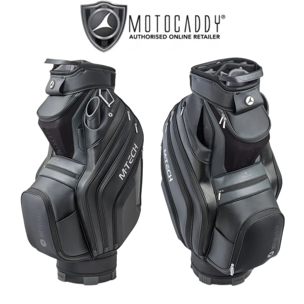 2025 Motocaddy M-Tech Cart/Trolley Golf Bag - 14 Way - Black/Charcoal - side views