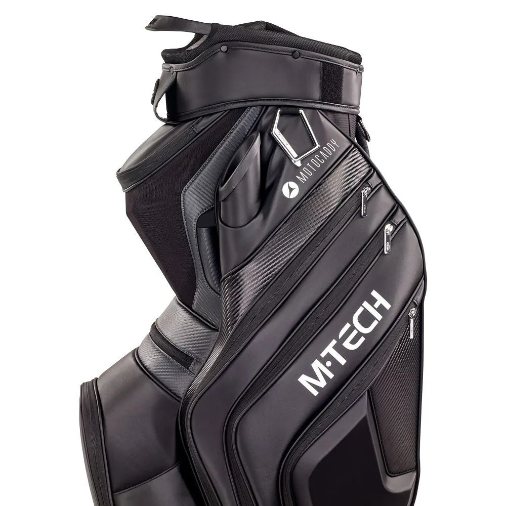 2025 Motocaddy M-Tech Cart/Trolley Golf Bag - Black/Charcoal - side view, pockets