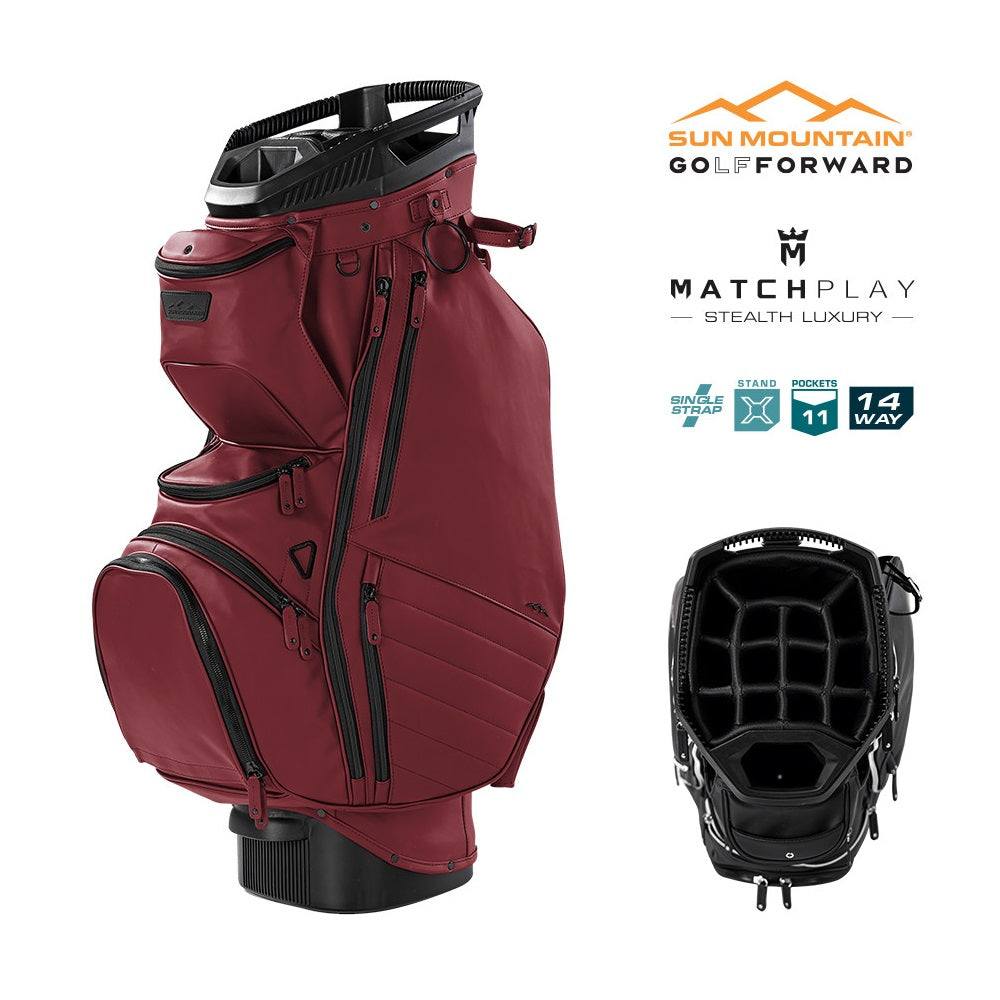 Sun Mountain Matchplay 14-Way Golf Cart / Trolley Bag - Merlot - with features