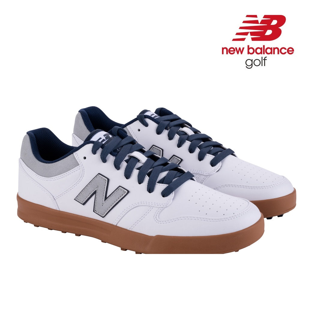 New Balance Men`s 480 SL Spikeless Golf Shoes - White/Brown - front view