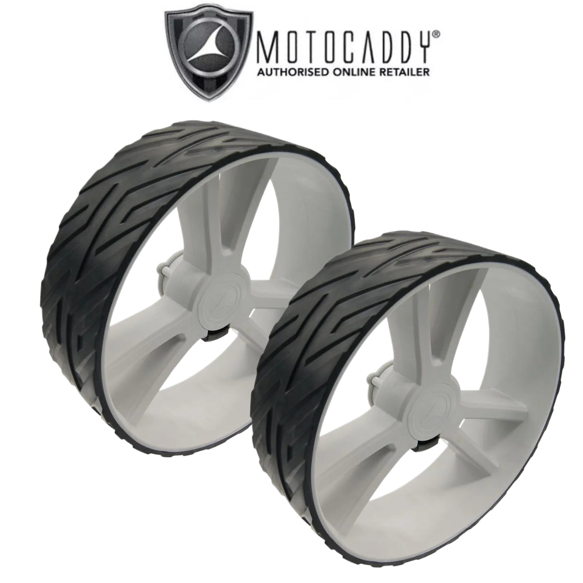 Motocaddy Golf Replacement Trolley Rear Wheel 16 - Silver - pair of wheels