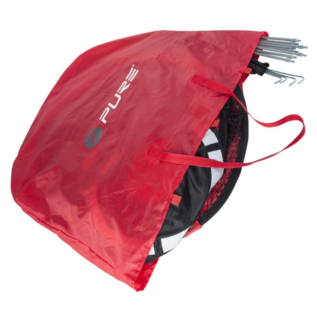 Pure2Improve Pop-Up Triangular Practice Net - shown folded inside its carry bag