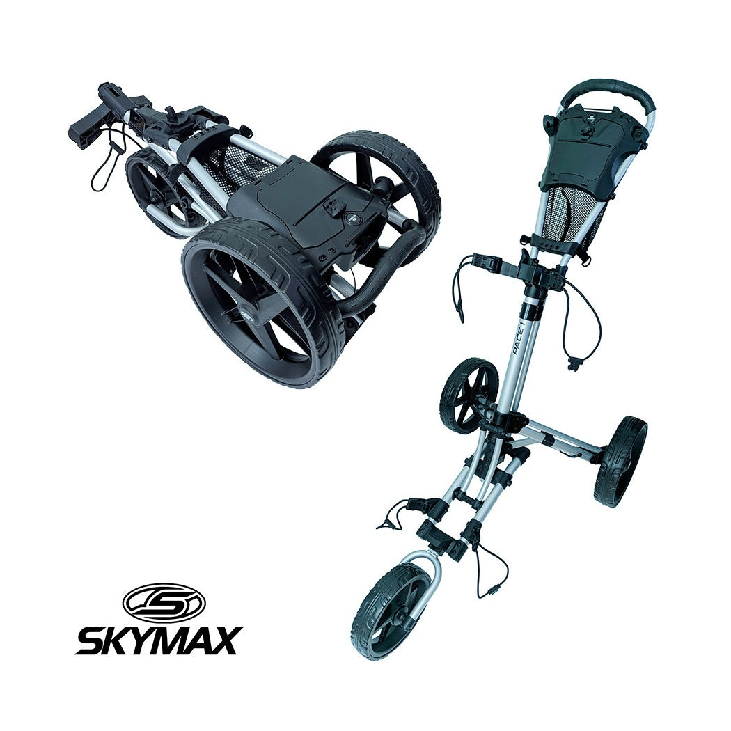 Skymax PACE 1 Golf Trolley – 3-Wheel Push Cart - Silver