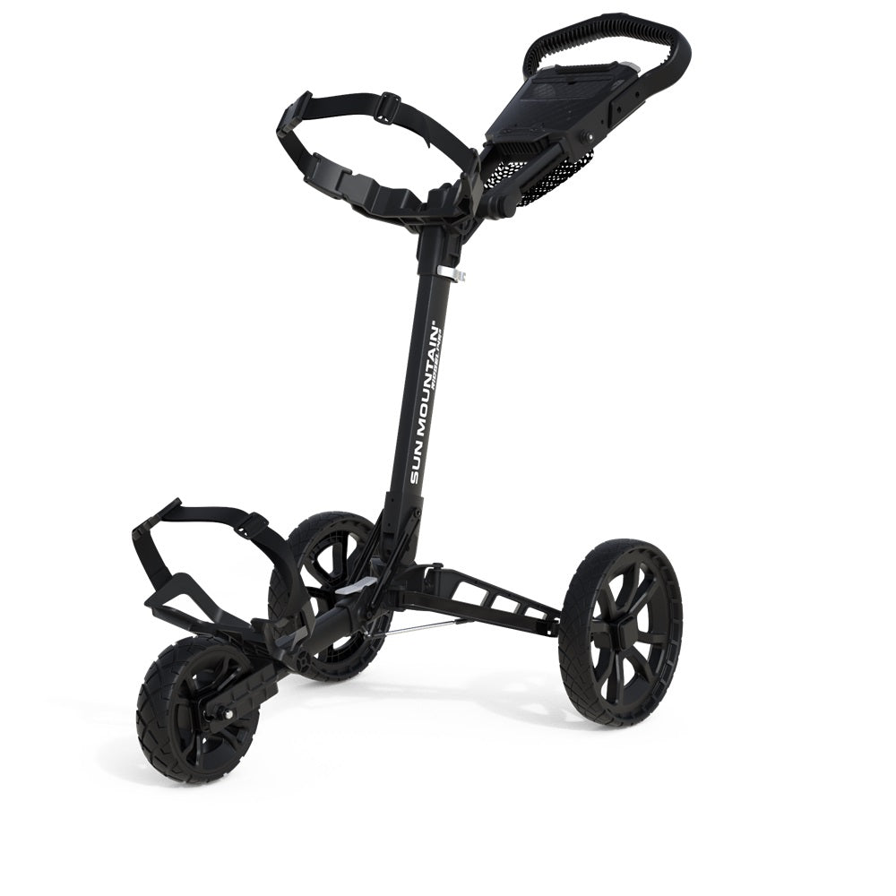 Sun Mountain Golf Trolley - Ridgeline 3 Wheel Push Cart - New 2024 Model - Black