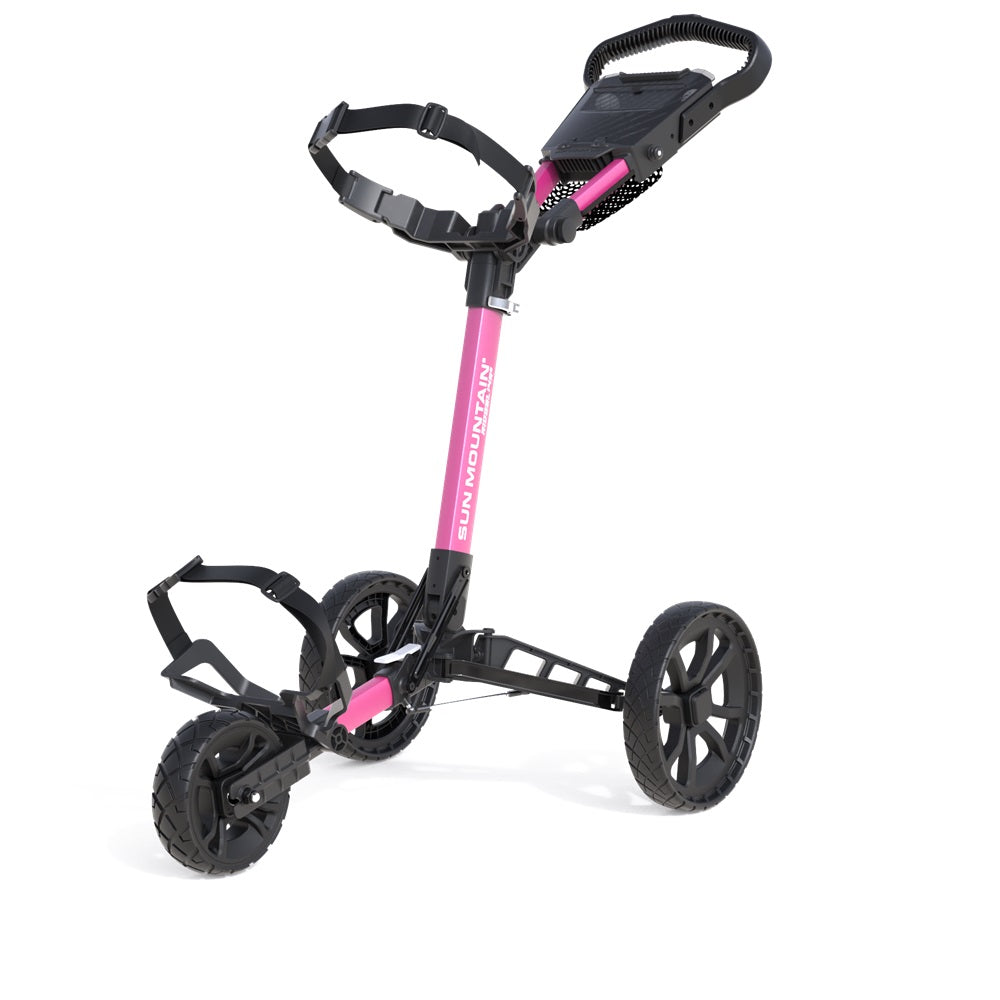 Sun Mountain Golf Trolley - Ridgeline 3 Wheel Push Cart - New 2024 Model - Pink