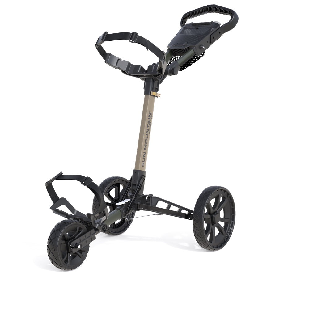 Sun Mountain Golf Trolley - Ridgeline 3 Wheel Push Cart - New 2024 Model - Sandhunter
