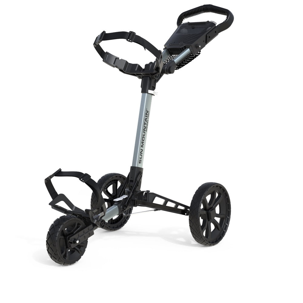 Sun Mountain Golf Trolley - Ridgeline 3 Wheel Push Cart - New 2024 Model - Silver