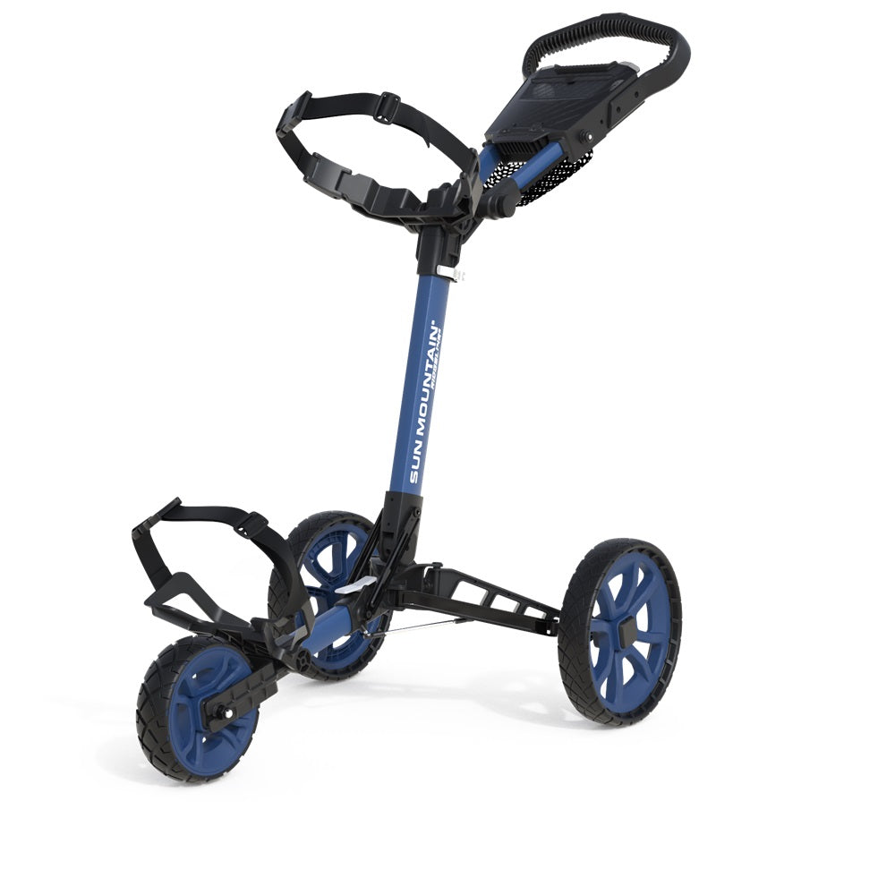 Sun Mountain Golf Trolley - Ridgeline 3 Wheel Push Cart - New 2024 Model - Sport Blue