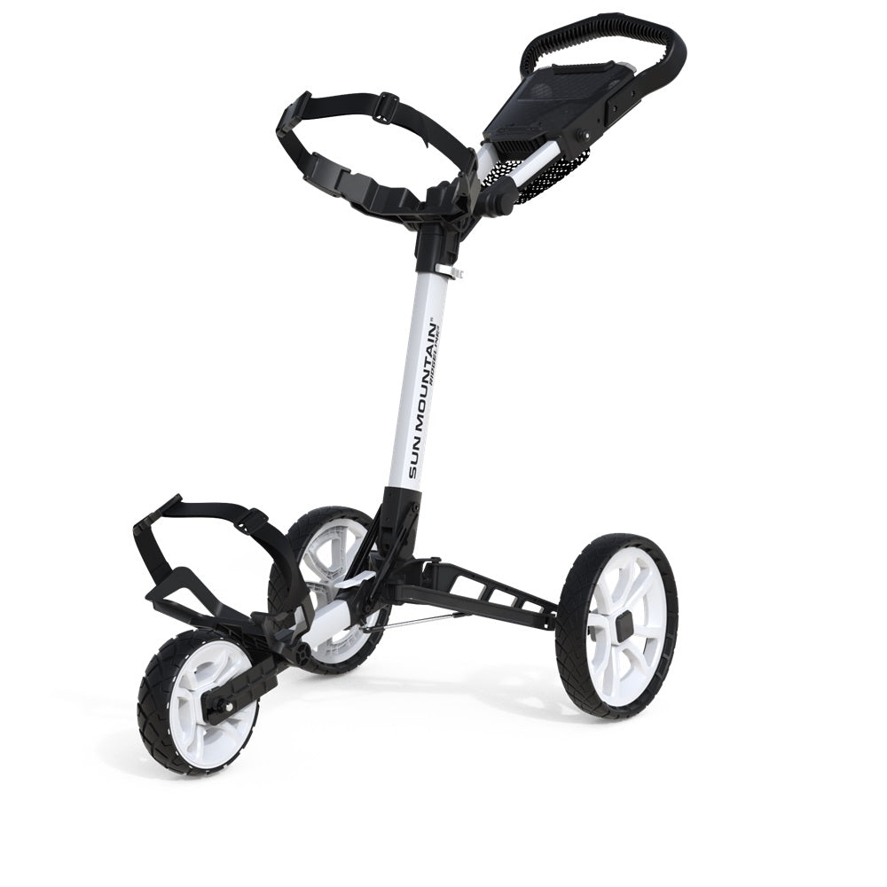 Sun Mountain Golf Trolley - Ridgeline 3 Wheel Push Cart - New 2024 Model - White