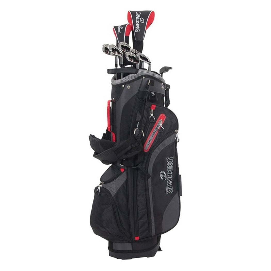 Spalding Executive Men`s Right Hand Golf Set - STEEL - showing the included golf bag with clubs