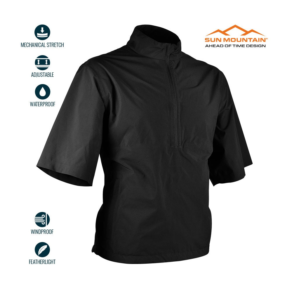Sun Mountain Monsoon Waterproof Short-Sleeve Pullover - Black - front view