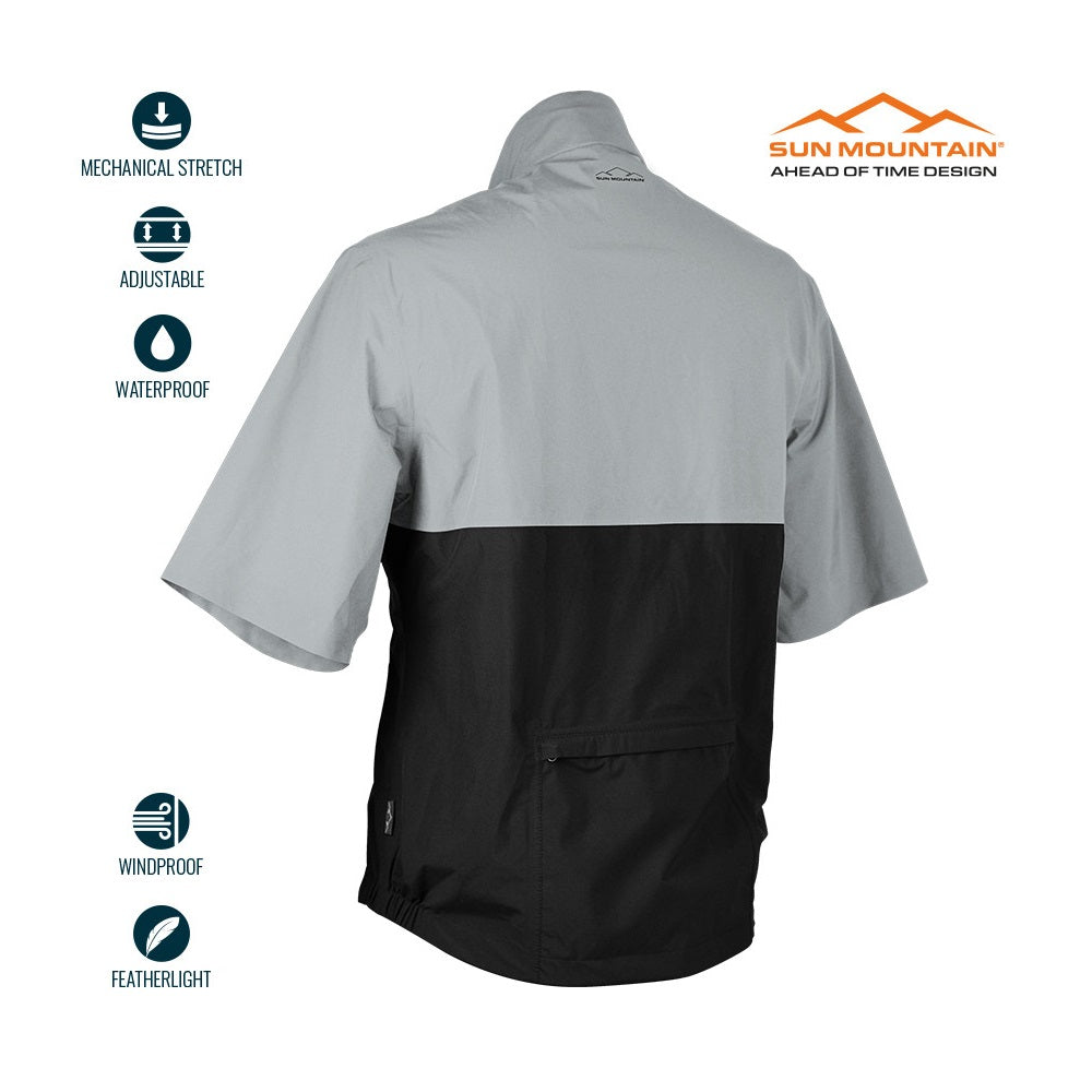 Sun Mountain Monsoon Waterproof Short-Sleeve Pullover - Platinum Black - back view