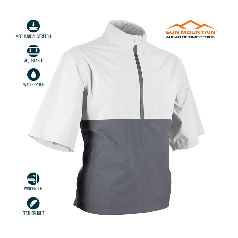 Sun Mountain Monsoon Waterproof Short-Sleeve Pullover - White / Cadet - front view