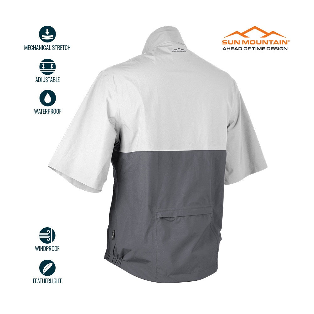 Sun Mountain Monsoon Waterproof Short-Sleeve Pullover - White / Cadet - back view