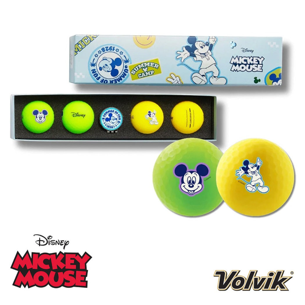 Volvik VIVID SOFT Disney Golf Ball & Marker Gift Pack – 4 Balls (two lime and two yellow)