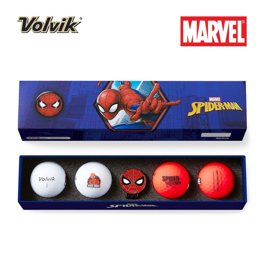Volvik VIVID SOFT 4.0 Marvel Golf Balls Marker Gift Set - Spider-Man