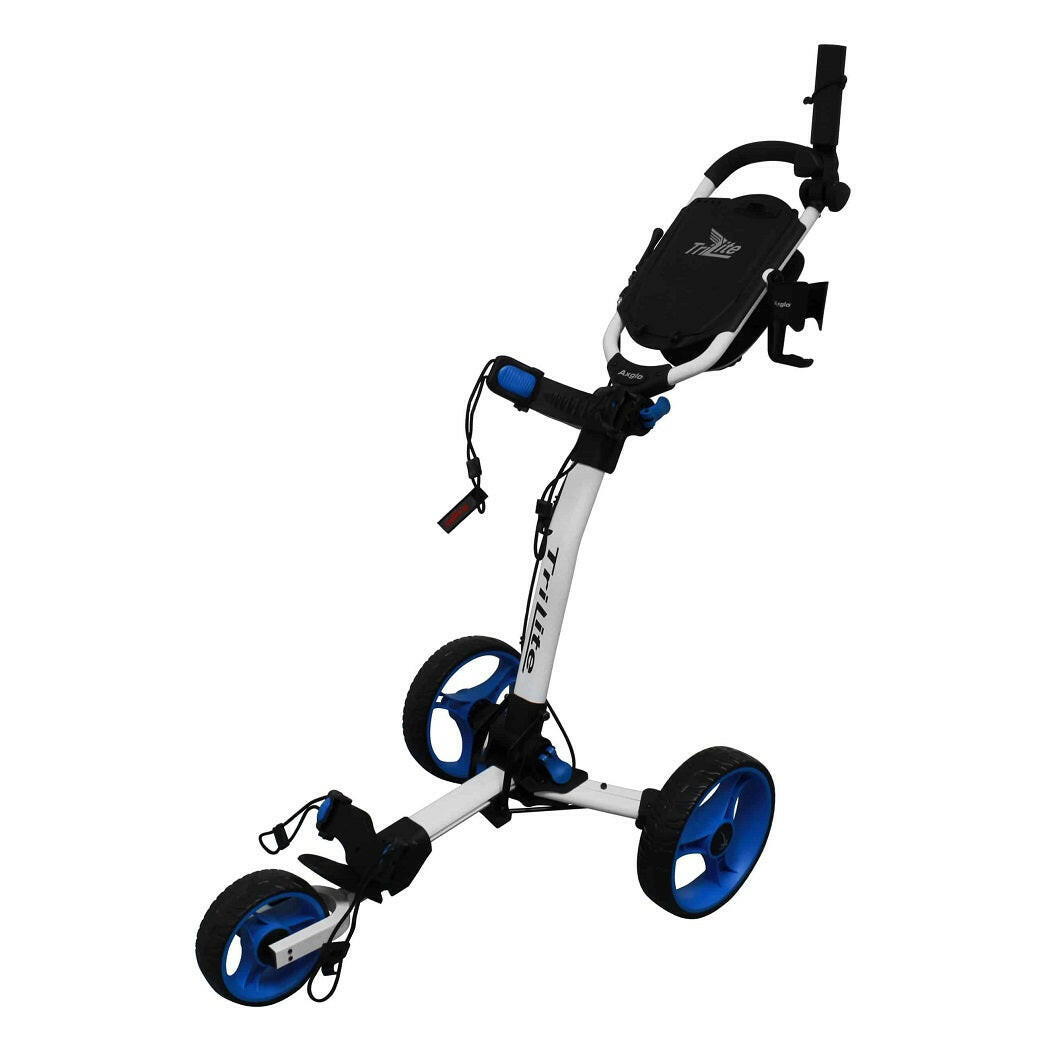 Axglo TriLite 3-Wheel Golf Trolley Push Cart - White/Blue