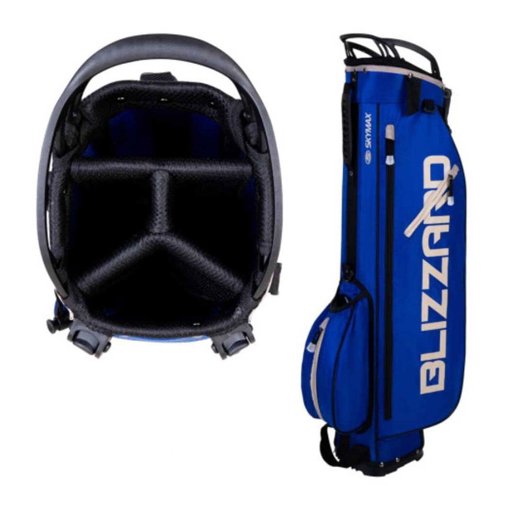 Skymax Blizzard Stand Bag - Blue/Sand - shown standing with 4-way divider