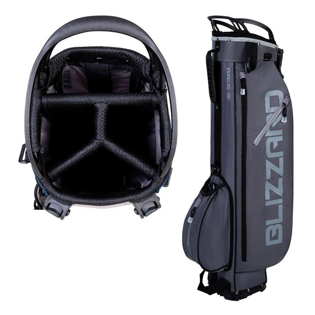 Skymax Blizzard Stand Bag - Charcoal/Grey - shown standing with 4-way divider