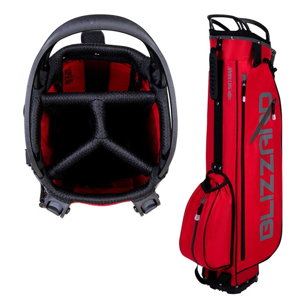 Skymax Blizzard Stand Bag - Red/Charcoal - shown standing with 4-way divider