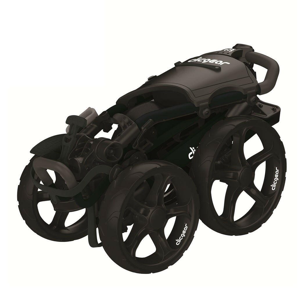 Clicgear 8.0 Push Golf Trolley - 4-Wheel (Black) - showing the trolley folded