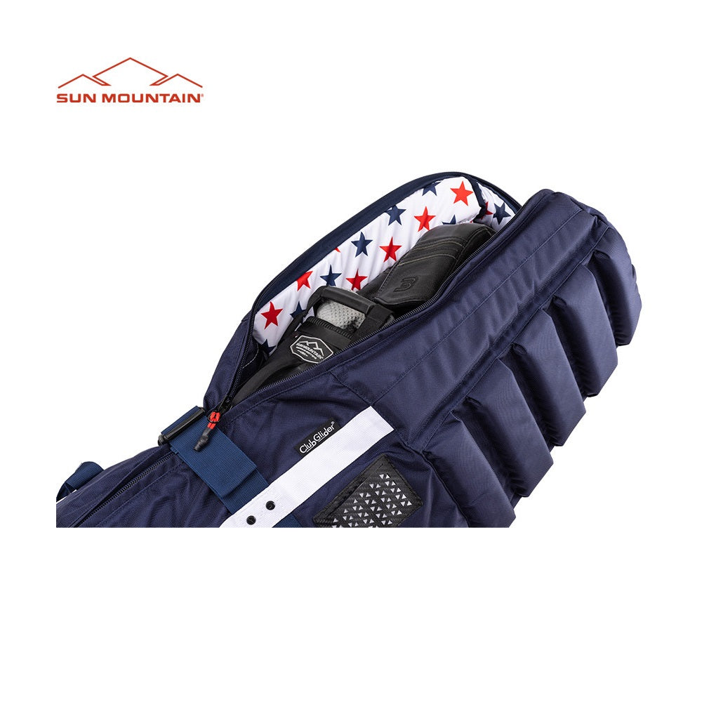 Sun Mountain Meridian Travel Cover - Golf Flight Bag - Navy/White/Red zipped pocket and lining