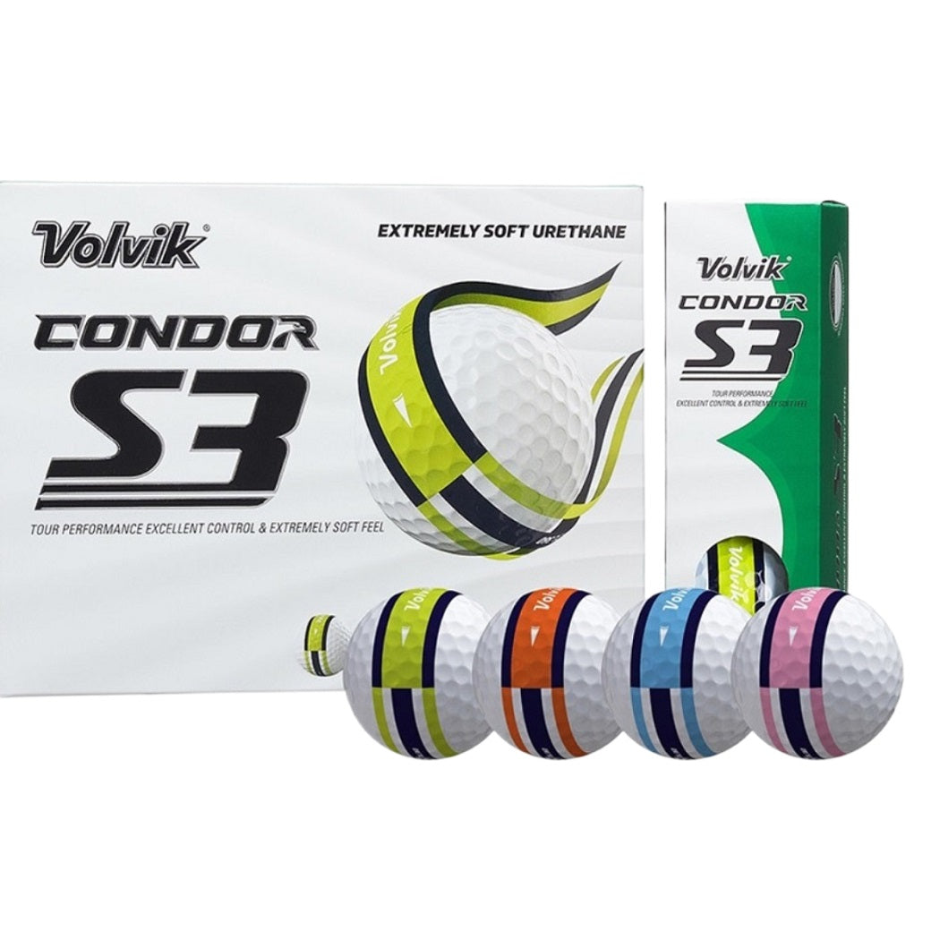 VOLVIK Condor S3 Tour Soft 360 Golf Balls - included colours