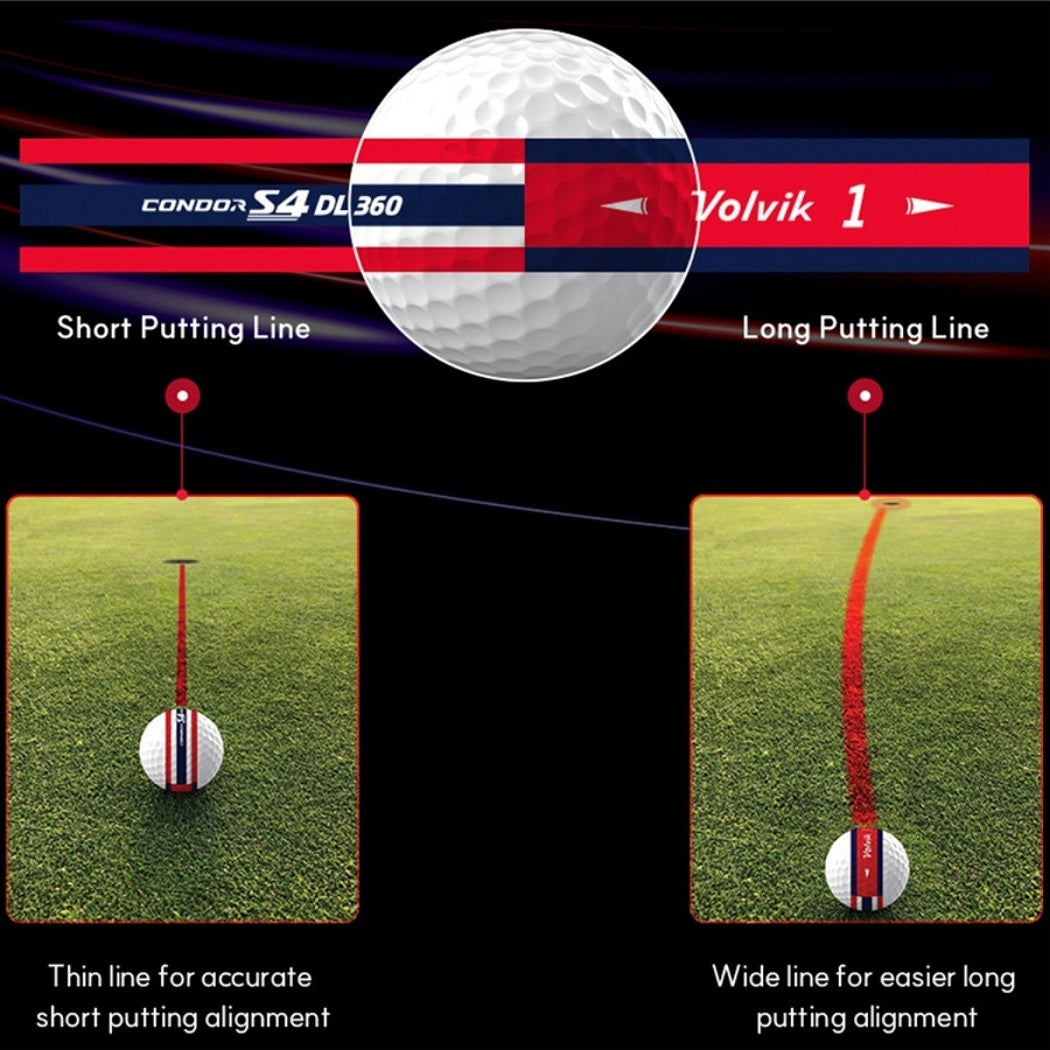 VOLVIK Condor S4 Tour Soft 360 Golf Balls - putting lines