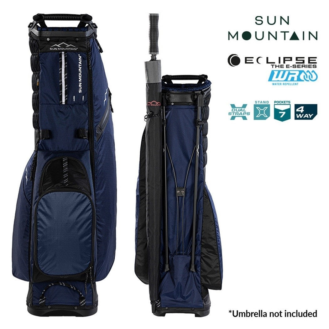 Sun Mountain Eclipse E1.5 4-Way Carry/Stand Golf Bag - Black/Navy - front and rear views