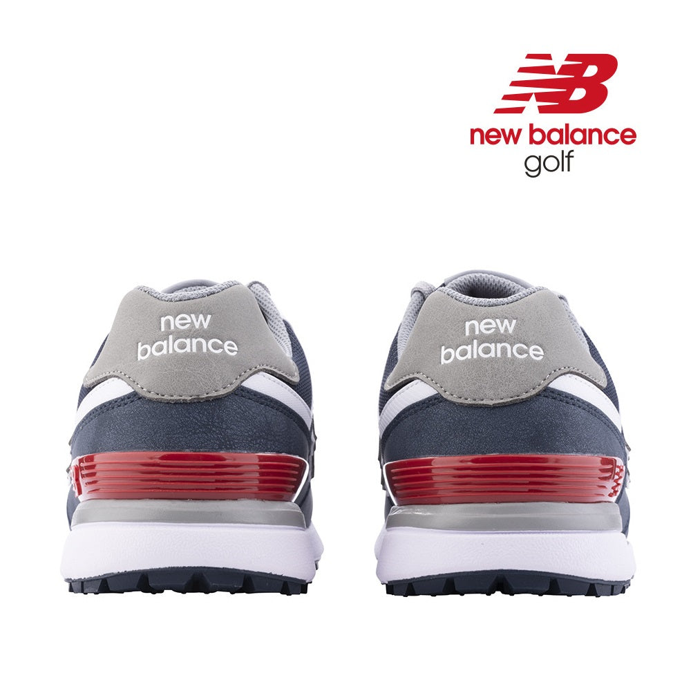 New Balance Men`s 574 Greens V2 Spikeless Golf Shoes - Navy/Red - back view