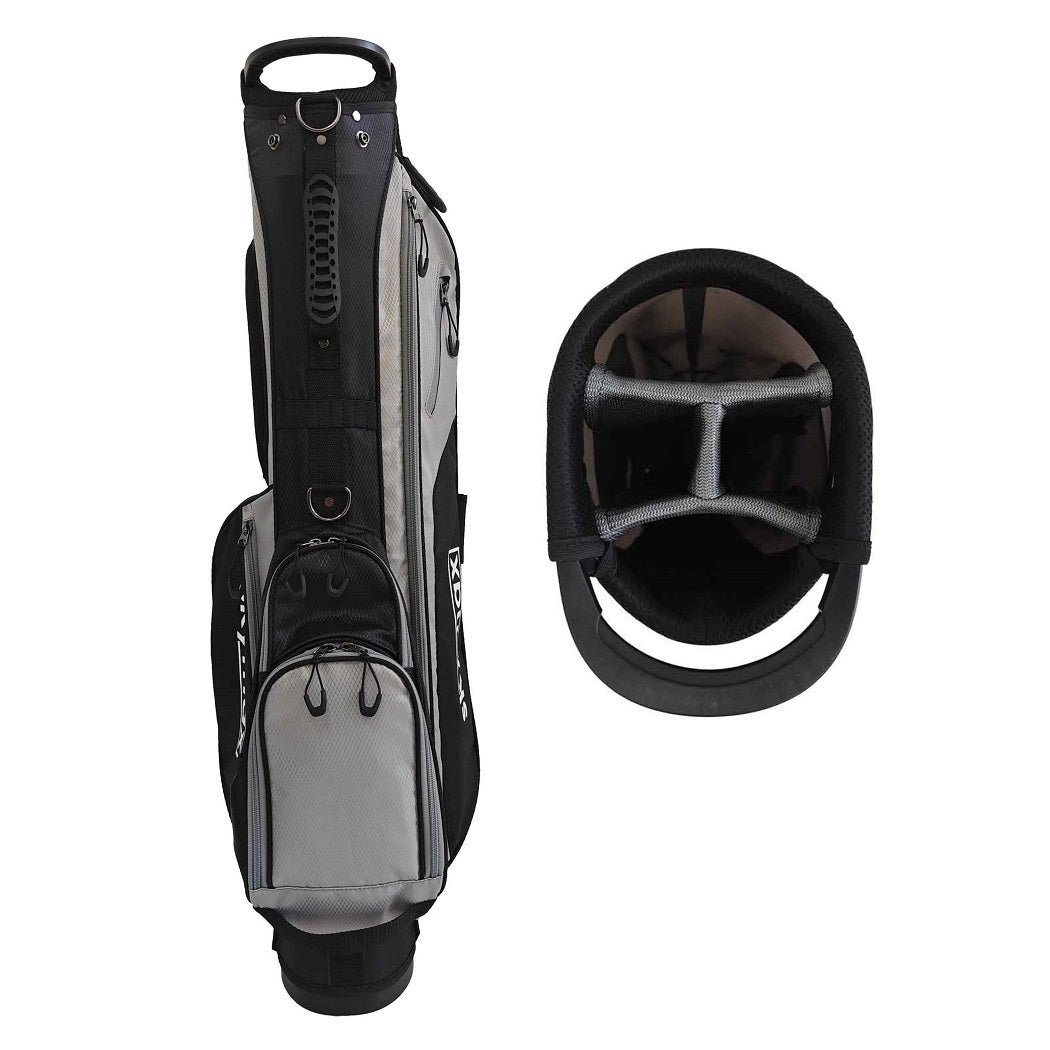Skymax MINI Stand Bag - Black Grey - showing the 4-way divider top