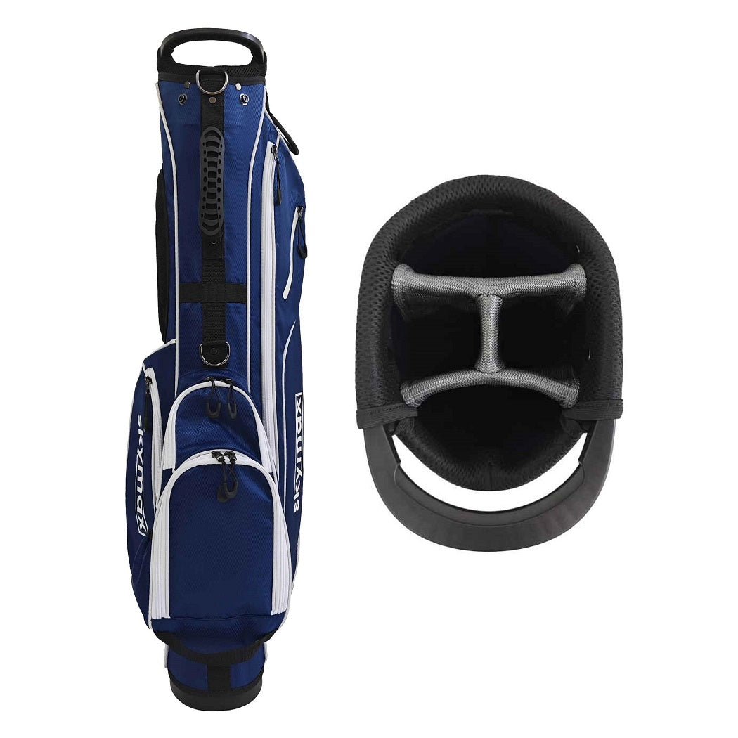 Skymax MINI Stand Bag - Navy - showing the 4-way divider top