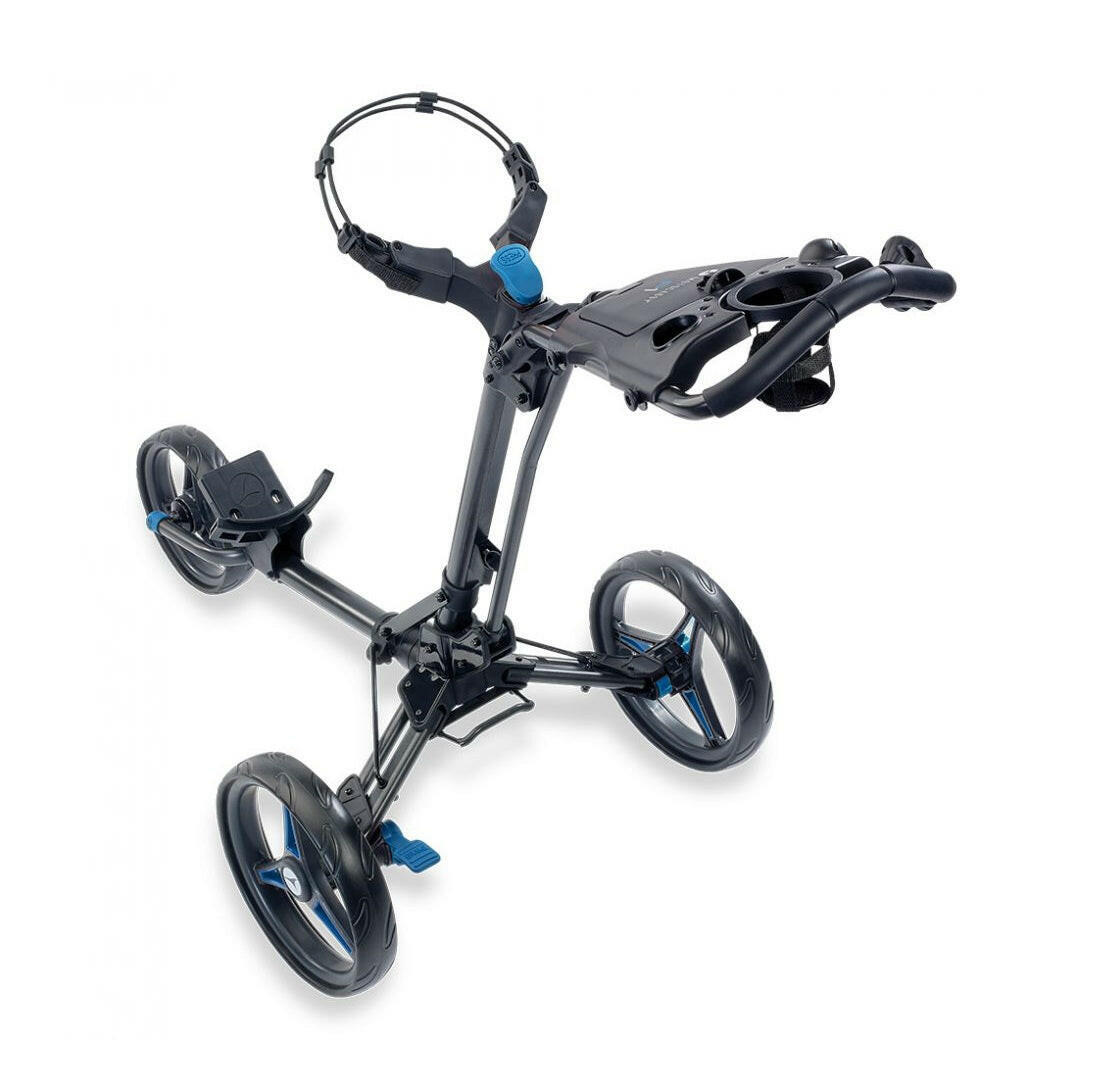 Motocaddy P1 3 wheel push golf trolley in blue
