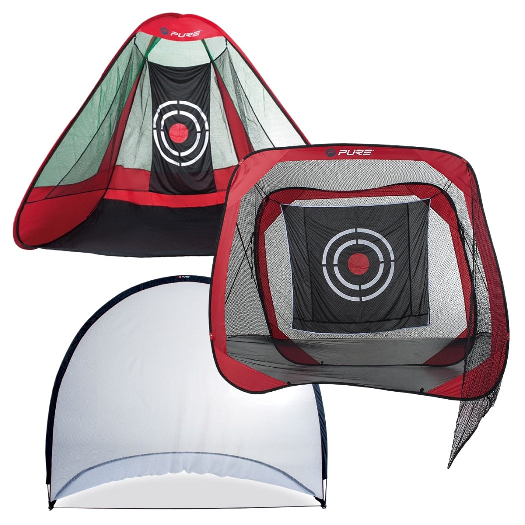 Pure2Improve Golf Practice Net - Training Aid, showing the available nets