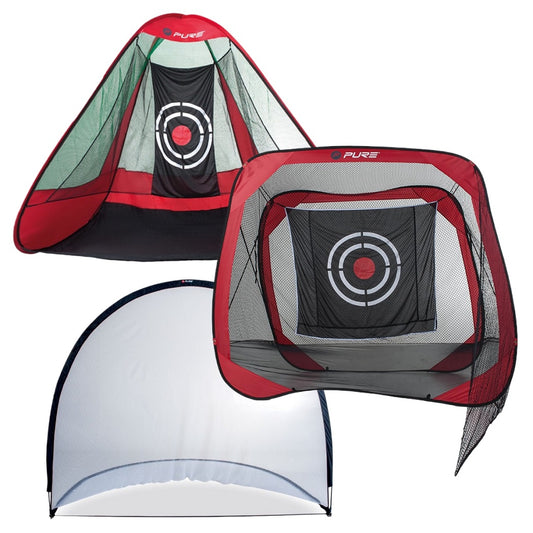 Pure2Improve Golf Practice Net - Training Aid, showing the available nets