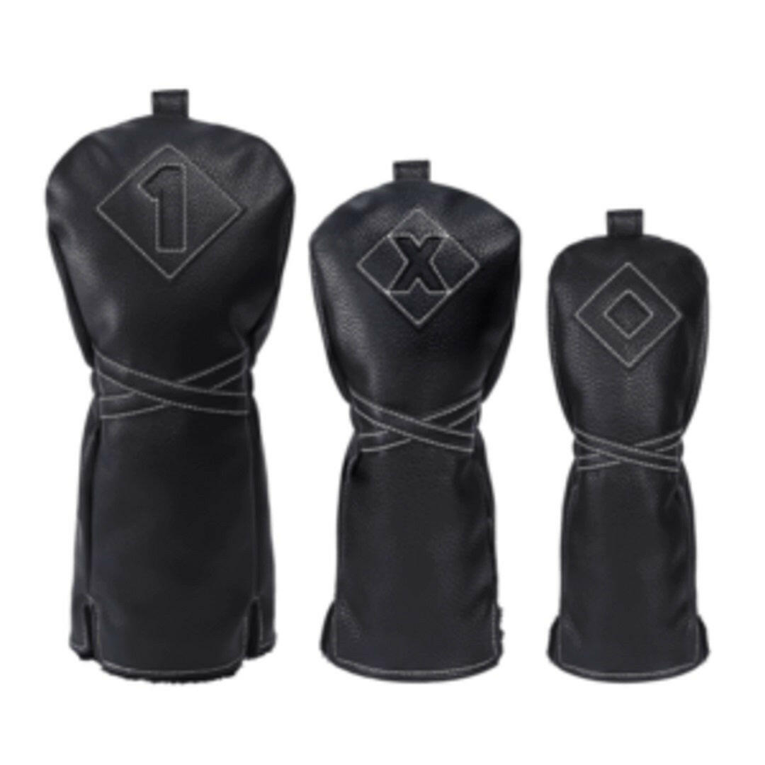 Izzo PU Leather Headcover - Black - driver, fairway and hybrid