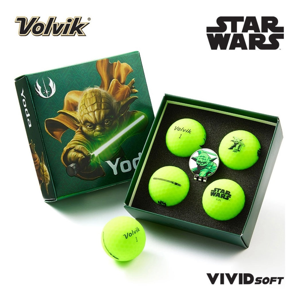 Volvik VIVID SOFT Star Wars Golf Balls 4 Pack & Marker Gift Pack - Darth Vader / Luke Skywalker / Storm Trooper / Yoda