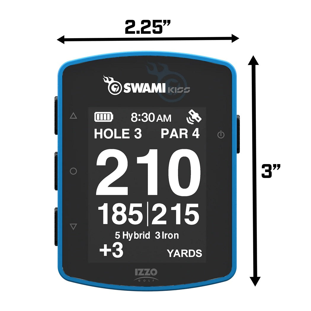 Izzo Swami Kiss 2.0 Golf GPS Rangefinder - Blue - showing dimensions