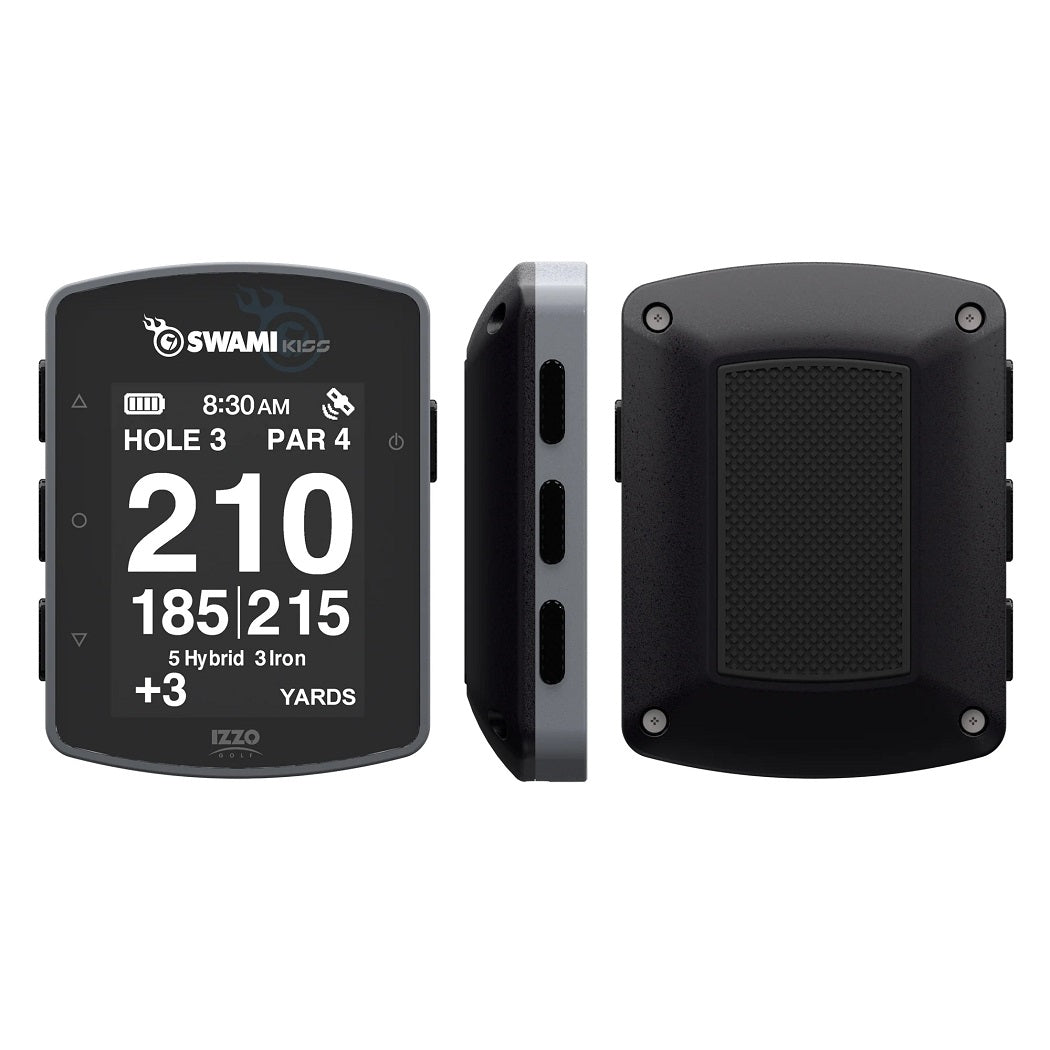 Izzo Swami Kiss 2.0 Golf GPS Rangefinder - Grey - showing front, side and rear views