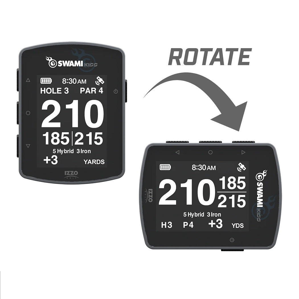 Izzo Swami Kiss 2.0 Golf GPS Rangefinder - Grey - shown in portrait and landscape modes