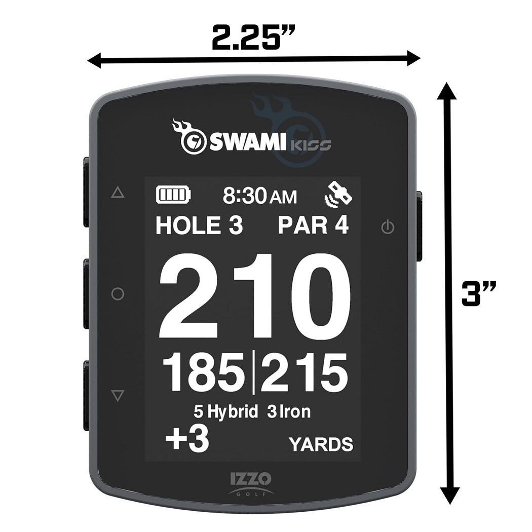 Izzo Swami Kiss 2.0 Golf GPS Rangefinder - Grey - showing dimensions