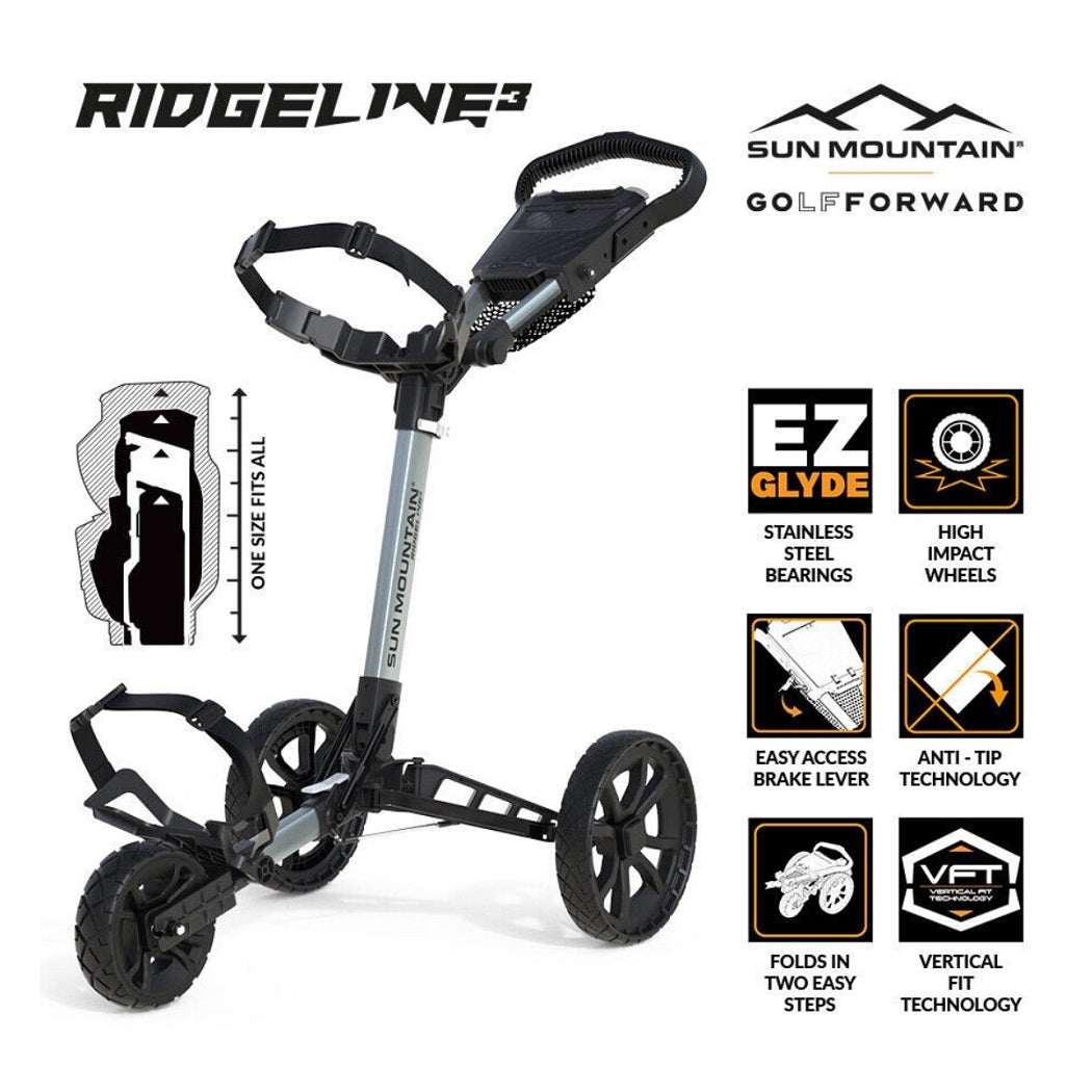 Sun Mountain Ridgeline 3 Golf Trolley features - Silver